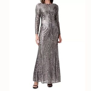 Adrianna Papell  - Gatsby Silver Sequin Gown - Size 6